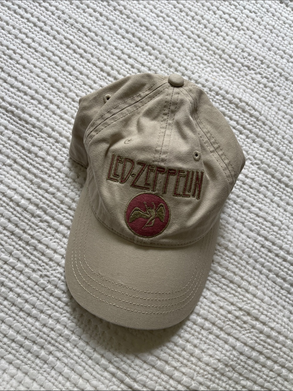 American Eagle Outfitters Beige Led Zeppelin Baseball Cap with Red Accent